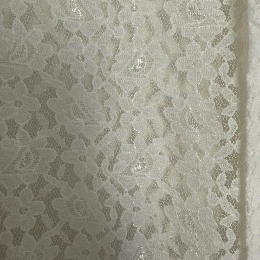 Vintage Tudor Court‎ White Floral Cut Out Open Cardigan Large Lagenlook Spring